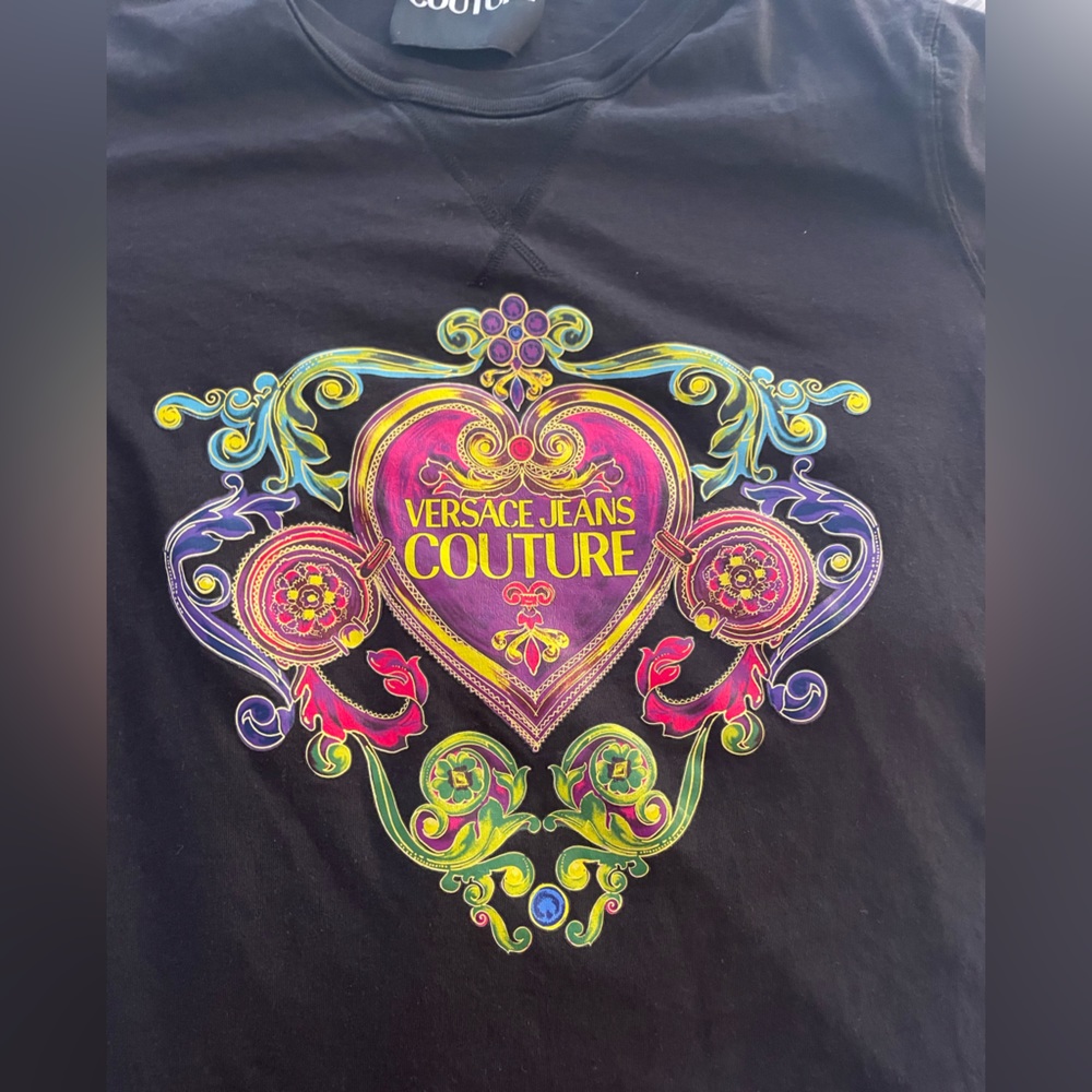 Black and multicolored Versace jeans couture tshirt